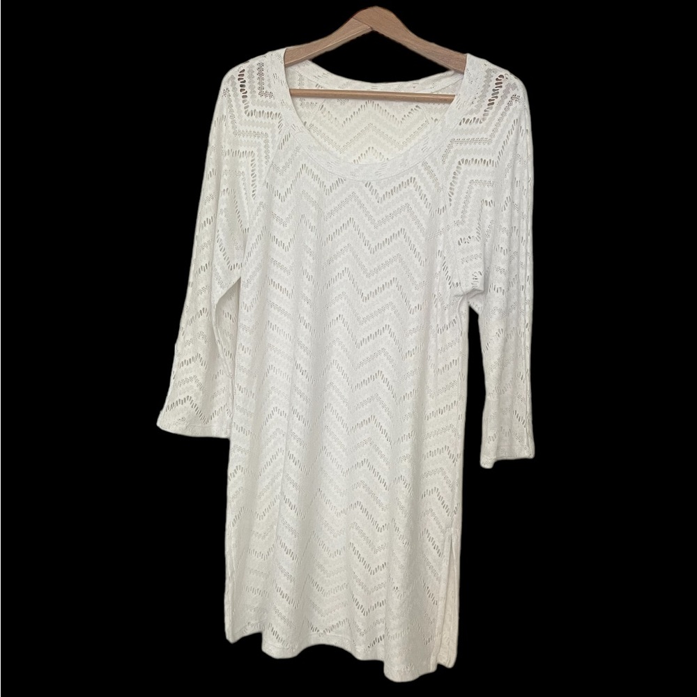 Source Unknown Cream Crochet Mini Dress
